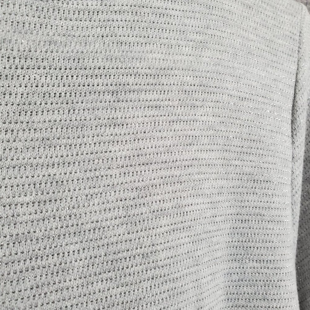 Talbots Size 2X Shirt Button Cuff Sparkle Knit Tunic Silver Gray Shimmer - Picture 8 of 9